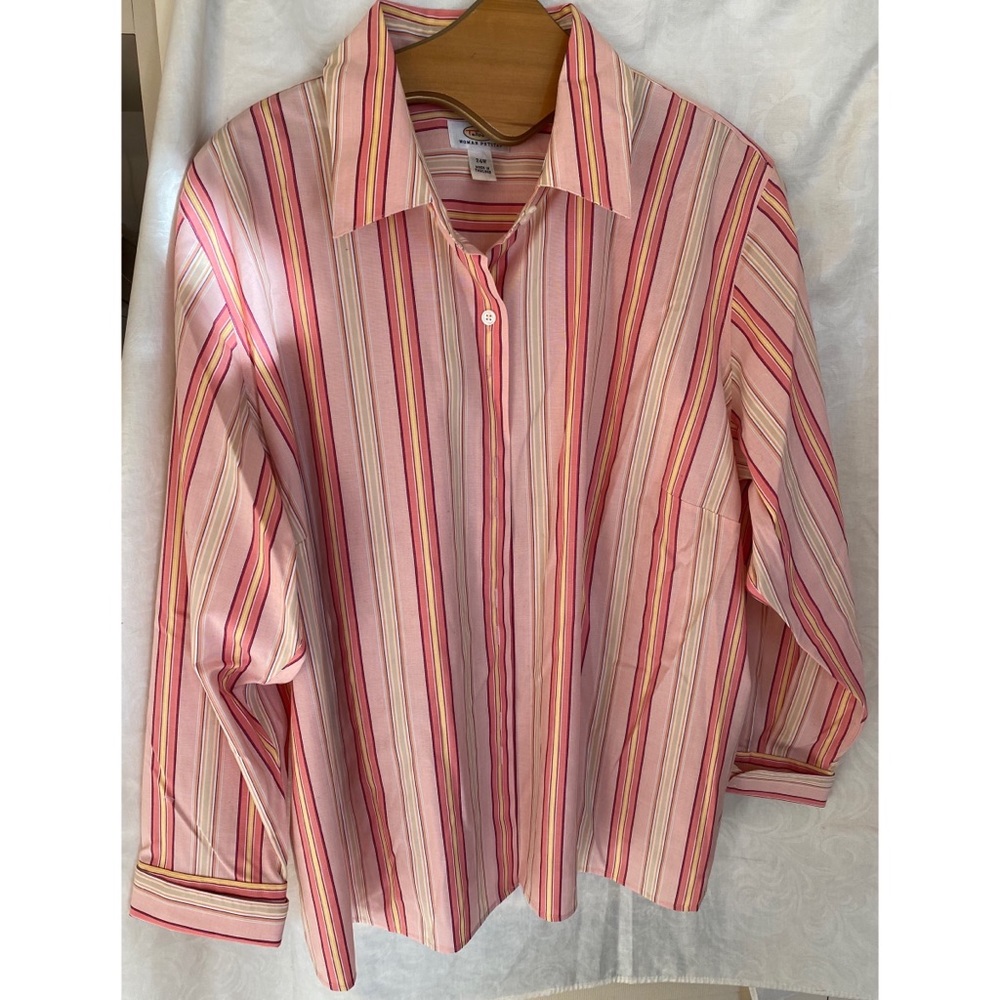 NWOT Talbots Pink Striped Button Up 24W Petite
